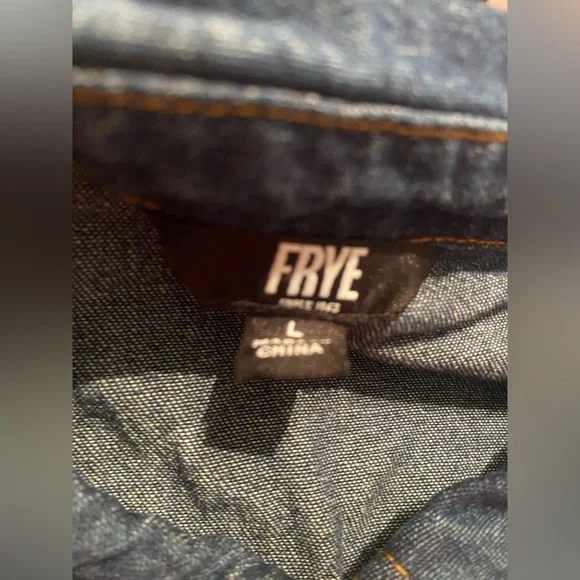 Women’s FRYE Button Front Dark Wash Denim Dress - Picture 9 of 12